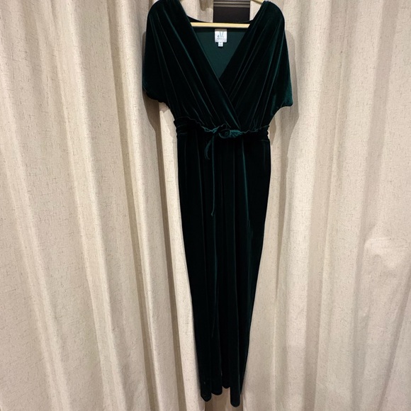 Shop The Mint Pants - Chic Velvet Wrap Jumpsuit in Deep Green